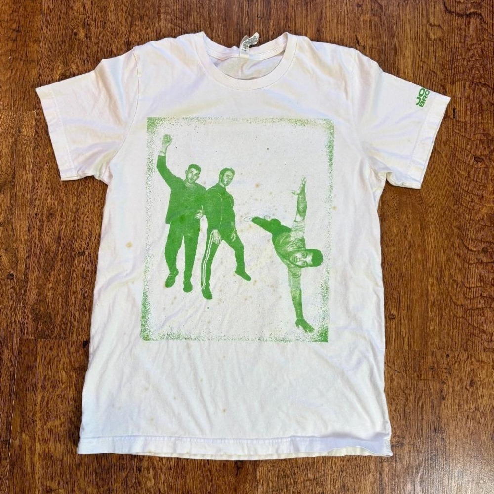 Jonas Brothers Remember This Tour 2021 T-Shirt White Green Concert Tee Medium